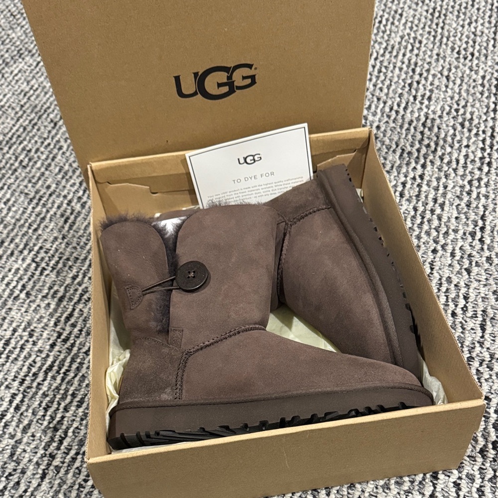 UGG Chocolate Suede Button Boots